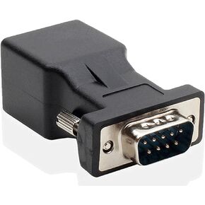 LM YN DB9 RS232 COM Male Port to RJ45 Female Connector Card DB9 Serial Port Extender to LAN CAT5 CAT6 RJ45 Network Ethernet Cable Adapter