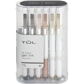 TUL® GL Series Retractable Gel Pens, Medium Point, 0.7 mm, Pearl White Barrel, Black Ink, Pack Of 12 Pens
