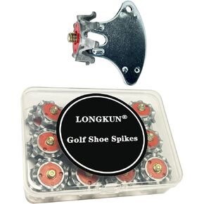 مسامير مدببة لأحذية الجولف، 28 قطعة من مسامير FJ في مسامير الجولف الناعمة مع خيط معدني و1 قطعة من معاول الجولف المعدنية سهلة التركيب لأحذية الجولف اللولبية للقدم (رمادي أحمر) LONGKUN in Kuwait