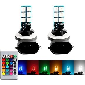 881 LED Fog Light Bulbs, High Power 12SMD 7000K 4000LM Super Bright Back Up Lights Tail Lights or Daytime Running Driving Lights (DRL Lamps), Remote RGB Control (2PCS)