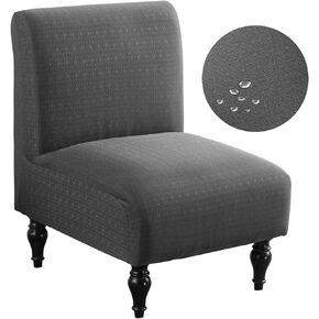 Armless Accent Chairs Covers, Thick Armless Recliner Sofa Cover Stretchable, Removable Armless Chair Slipcover for Living Dining Room Hotel (Black, 1pc)