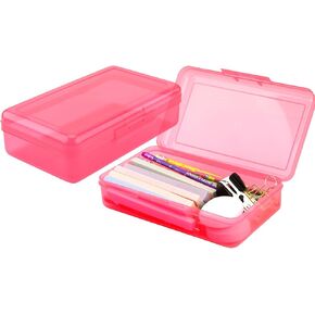 Pencil Case, Pencil Box, Clear Pencil Case, 3 Pack Plastic Pencil Case, Large Capacity Pencil Case, Crayon Box with Snap-tight Lid Stackable Design, Plastic Storage Box for School Office Supplies