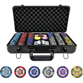 رقائق بوكر كلاي، 500 قطعة 14 جرام مجموعة شرائح بوكر مع حافظة بوكر مقاومة للصدمات من النوع K، رقائق مرقمة، مجموعة بوكر لبلاك جاك تكساس هولدم in Kuwait