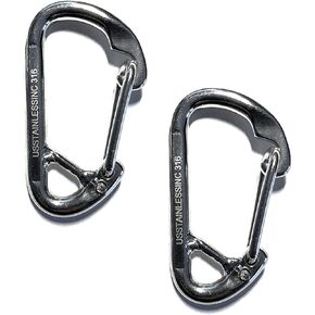 US STAINLESS 2 Pieces Stainless Steel 316 Spring Hook Carabiner 1/4" (6mm) Marine Grade Safety Clip Forged