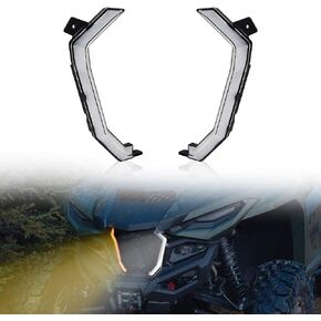 SAUTVS Front Grill Accent Fang Lights for Yamaha RMAX 1000, LED Grille Lights with Turn Signals Lamps for Yamaha Wolverine RMAX2 RMAX4 1000 2021-2024 Accessories (2PCS)
