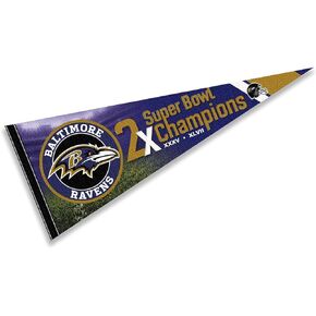 Baltimore Ravens 2 Time Bowl Champions Pennant Banner Flag