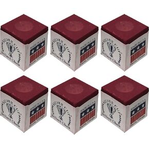 Silver Cup Set of 6 Burgundy Pool Cue Chalk