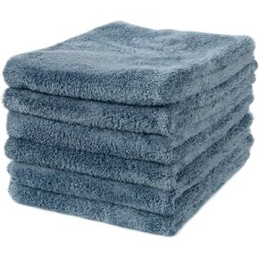 Detailer's Preference Extra Absorbent and Ultra Plush 500GSM Edgeless Microfiber Towel 16x16 Inches, Gray, 6 Pack
