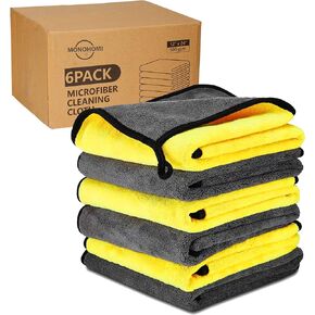 Microfiber Towels for Cars, 6Pack Soft and Absorbent Car Drying Towel, 24" x 12" 500gsm, Dual-Sided Microfiber Cleaning Cloth for Car Wash, Cleaning, Detailing, Household