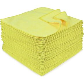 Eurow Microfiber 12 x 12in 300 GSM Cleaning Towels Yellow - 50 Pack