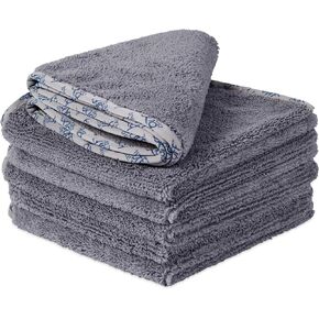 MW Pro Microfiber Car Towels (16"x 16") | 400 GSM | 80/20 Blend | Tagless | Soft Satin Piped Edges | All-Purpose Auto Detailing - Wax, Buff, Polish, Wash, Dry | 6 Pack (Blue)