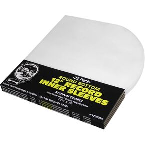(100) 12" Round Bottom Record Inner Sleeves - 2 Mil Thick - Archival Quality, Anti-Static HDPE #12IH02R