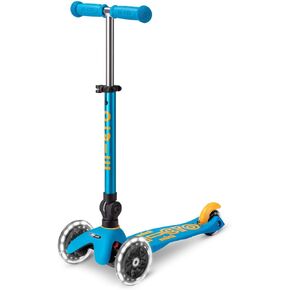 Micro Kickboard - Mini Deluxe Foldable LED Scooter, 3-Wheeled, Lean-to-Steer, Swiss-Designed Micro Scooter with LED Light-Up Wheels, for Kids Ages 2-5 (Ocean Blue)