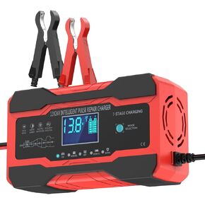 ABLY Battery Charger 10-Amp - 12V and 24V Automotive Trickle Charger for Car Battery, Fully-Automatic Temperature Compensation, Battery Maintainer for Car Truck Motorcycle Lawn Mower Boat Marine