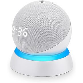 Table Stand for Echo Dot 5th Generation, C YECEN Desktop Holder Mount for Echo Dot 5th & 4th Gen, Base Bracket with Light Guide and with Built-in Cable Management,Glacier White