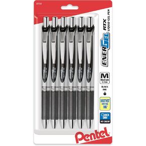 Pentel EnerGel RTX Retractable Liquid Gel Pen, (0.7mm) Metal Tip, Medium Line, Assorted Ink, 6-Pk (BL77BP6M1) in Kuwait