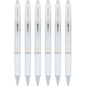 PILOT FriXion Ball Clicker Erasable Gel Ink Retractable Pen, Extra Fine Point, 0.5mm, White Barrel, Black Ink, 6 Count