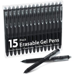 Erasable Gel Pens, 15 Pack Red Retractable Erasable Pens Clicker, Fine Point, Make Mistakes Disappear, Red Ink for Writing Planner and Crossword Puzzles