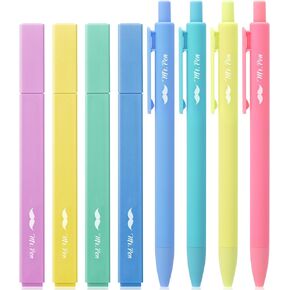 Mr. Pen- Aesthetic Highlighters and Gel Pens No Bleed, 8 Pack, Assorted Color Bible Highlighters No Bleed, Black Ink Bible Pens, Highlighter Pens, No Bleed Highlighters for Bibles, Bible Pens