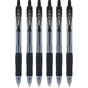 قلم حبر جل أسود ناعم قابل للسحب من Pilot G2 07، طرف طرف بنك الاستثمار القومي 0.7 مم، عرض الخط 0.39 مم، قابل لإعادة الملء BL-G2-7 (6) in Kuwait