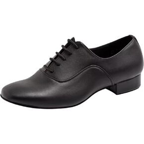 Mens Dance Shoes Ballroom PU Leather Black Dancing Shoes for Men Sole Tango Salsa Latin