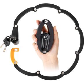WOTOW Folding Bike Lock, Heavy Duty Steel Foldable Bike Chain Lock with Mounting Bracket, 35" Unfolding Anti Theft Bicycle Lock with 3 Key for Mountain Road City Bikes Scooter Motorcycle
