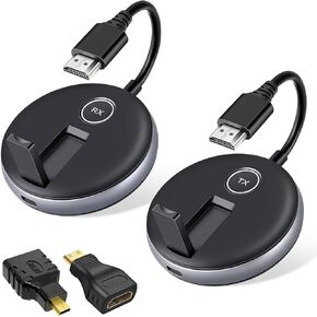 جهاز إرسال واستقبال HDMI لاسلكي، توسيع تلفزيون متعدد (يصل إلى 1TX إلى 4RX)، 50M/165FT 5.8G/2.4G @60هرتز، مجموعة موسع تدعم بث الفيديو من الكمبيوتر المحمول إلى HDTV/جهاز العرض/الكمبيوتر اللوحي (1TX+1RX)