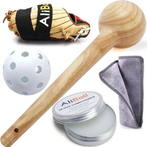Baseball Glove Break in Kit, Real One-Piece Solid Construction Glove Mallet, Baseball Glove Conditioner Kit, 5 Piece Set for Softball Glove Break in Kit, Fit All Adult and Youth Gloves