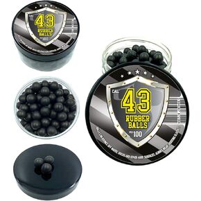 Rubber Balls in 43 Caliber 100 pcs Hard Rubber Balls Paintballs Reballs Resuable Projectiles Powerballs for Self Home Defense Pistols and Training in .43 Cal.