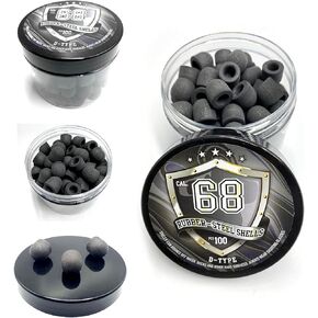 New! 100 x D-Type Hard Mix Rubber Steel Shells Rubber Balls Mixed with Steel Powder 6 Grams Heavy Ammunition for Training Home Self Defense Paintball Pistols in 68 Caliber, Black
