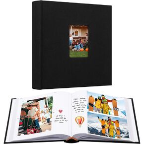 Aevdor 4x6 Photo Album with Writing Space Holds 240 4x6 Photos or 120 5x7 Photos, Linen Cover Acid Free Pages 4x6 Photo Book, Photo Album 4x6 5x7 with Memo for Family Wedding Baby Kid Pictures, Black