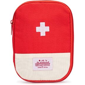 Red First Aid Bag Empty 1st Aid Bag Section Dividers Medical Travel Case Emergency First Responder Storage Compact Medicine Bag for Car Home Office Kitchen Sport Outdoors (Red)