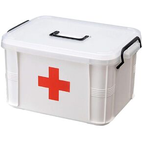 Bticx First Aid Kit Portable Emergency Box Plastic Medicine Storage Box with Buckle, Large Capacity, Classified Storage, Travel Empty Medicine Box for Home Car
