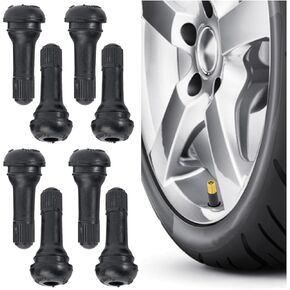 8PCS TR412 Tubeless Tire Valve Stems, Black Rubber Snap-in Short Valve Stems, Automotive Universal Valves for Tubeless 0.453 Inch 11.5mm Rim Holes on Standard Vehicle Tires (TR412)