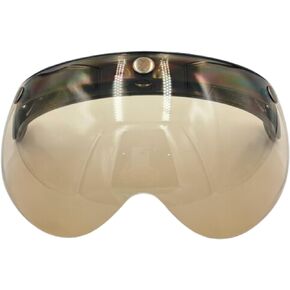 (1PCS) 3-Snap Removable Motorcycle Helmet Visor/Shied with Flip-Up Tinted Bubble Lens | Universal, Retro, Windproof & Anti-Fog Mini Sun Shield Replacement for Half-Face Helmets (Brown)
