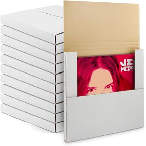 Golden State Art, Box Mailers Vinyl Record Shipping Boxes -13"x13"x1" Durable Convenient Cardboard Brown Mailing Boxes for Packaging, Moving, Storage (Pack of 25)