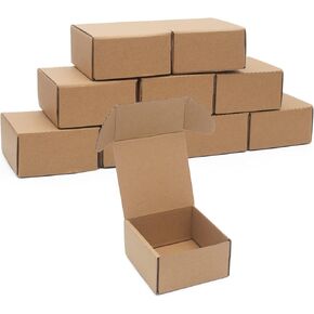 10 Pack Small Shipping Boxes 4x4x2'' Corrugated Small Cardboard Boxes for Shipping, Recyclable Packaging Boxes for Small Business, Mailer, Gift Packing, Crafts Packing, Jewelry Boxes Shipping, Brown