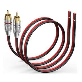(2 Pack Speaker Bare Wire Cables to RCA Plugs Adapter Repair Speaker Cord, Heavy 14 Gauge Speaker Wire to RCA Connector for Speakers Amplifier TV Subwoofer - 14AWG,1Ft