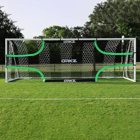 Soccer Goal Target Net - 24ft x 8ft Scoring Training Equipment - Improve Kick Practice Shooting Targets, Portable Target Sheet with Carry Bag, Pegs and Bungee Cord Included