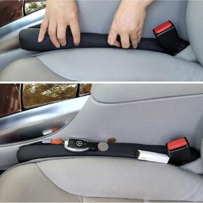 Car Seat Gap Filler Leather Car Seat Organizer and Storages Automotive Accessories-Front Seats Car Gap Filler for Phones, Glasses, Keys, Cards (Black,Pack of 2