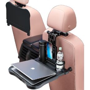 Car Backseat Tray Table, Foldable Tray Seat Back Laptop Desk for Car Travel, Multifunctional Car Back Seat Food Tray, Car Table with Phone Holder, for Working, Writing, Eating, Traveling