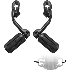 1.25" Highway Footpegs,Long Angled Adjustable Highway Pegs w/Mounts for Harley Touring Street Glide Electra Glide Road King Softail CVO Dyna Trike VRSC Sportster w/1-1/4" Engine Guard,Black#1