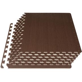 ProsourceFit Wood Grain Puzzle Mat, EVA Foam Interlocking Floor Tiles for Secure Indoor Room Workout Flooring and Playmat