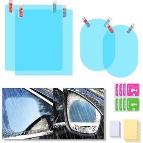 4PCS Car Rearview Mirror Film, Waterproof Film Side Mirror Rainproof Film HD Nano Coating Transparent Car Film, Safe Driving Protective Sticker Film for Most Cars Trucks Suvs
