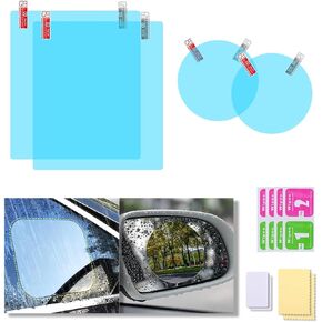 4PCS Car Rearview Mirror Film, Waterproof Film Side Mirror Rainproof Film HD Nano Coating Transparent Car Film, Safe Driving Protective Sticker Film for Most Cars Trucks Suvs