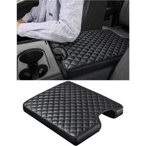 Center Console Cover Compatible with Ford F150 2015-2020, F250 F350 F450 2017-2022, Expedition 2018-2024, PU Leather Armrest Box Cover, Truck Interior Accessories, Anti-Scratch Protector