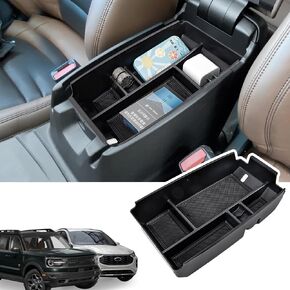Carwiner 2 PCS Center Console Organizer Compatible with Ford Bronco Sport Accessories 2021-2024, Armrest Storage Box & Dash Organizer Tray Holder Interior Insert