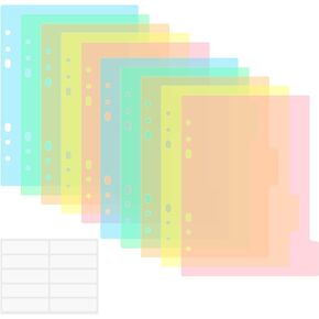 BAOFALI 10PCS A5 Size Dividers for 6 Ring Binder,with Reinforced Edge and 10 Tabs,Paper Index Divider Category Page Tab Indexing Cards Die and Stamp Storage Folder