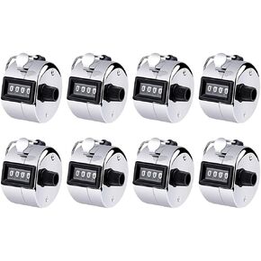 Hitopin 8 Pieces Hand Tally Counter, Manual Mechanical Counter, Metal Hand Tally Counters, 4 Digit Hand Tally Counters, Click Counter with Finger Ring, for Counting, Coaching, Golf, Fishing