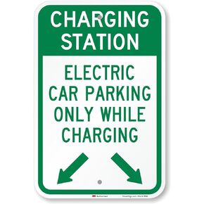 SmartSign 18 x 12 inch “Charging Station - Electric Car Parking Only While Charging" Sign, 63 mil Aluminum, 3M Laminated Engineer Grade Reflective Material, Green and White